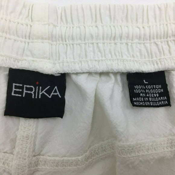 Erica Women's White Elastic Waist Shorts Stretch 100% Cotton Large - Picture 8 of 9